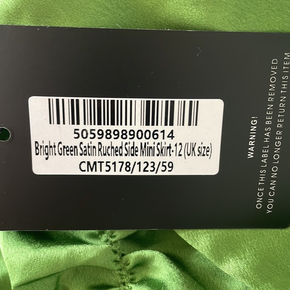 NWT Bright Green Satin Ruched Side Mini Skirt - Picture 8 of 10